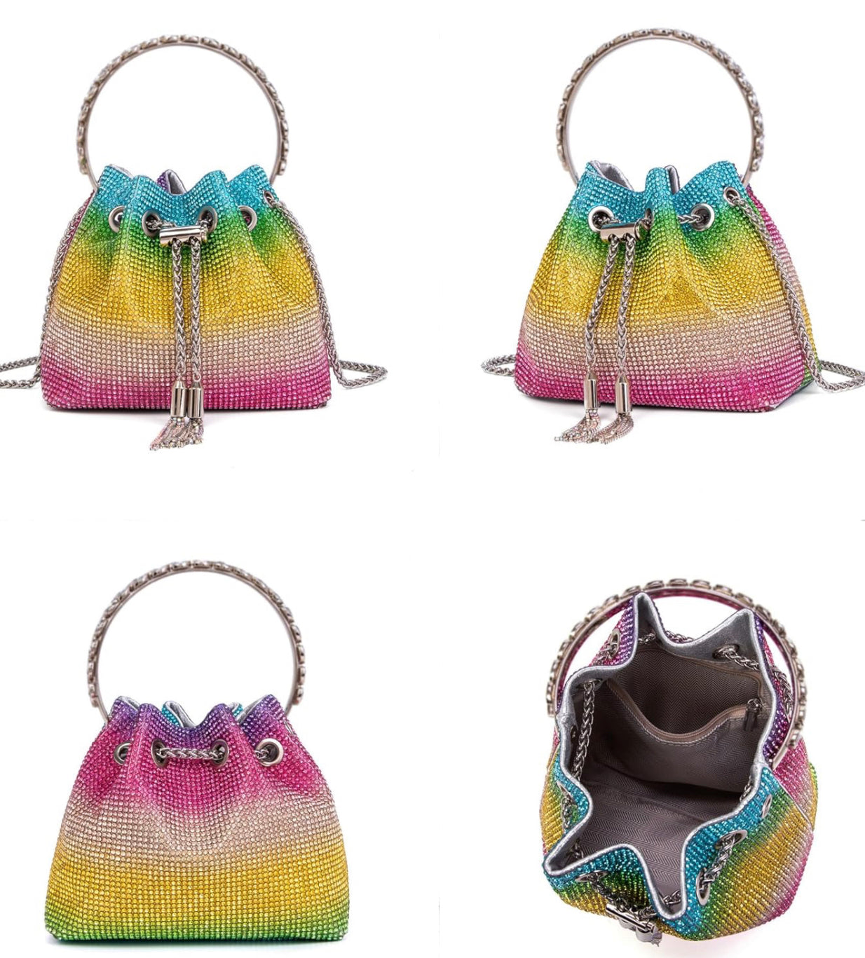 Colorful Crystal Cluth Purse