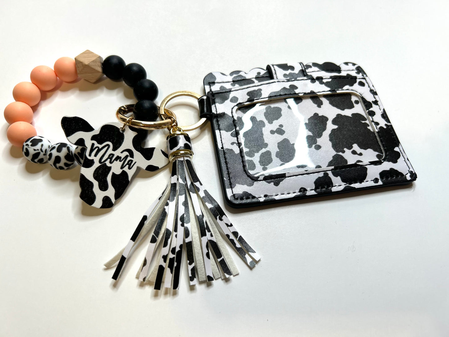 Mama Cowprint Cardholder wristlet/Keychain Wallet