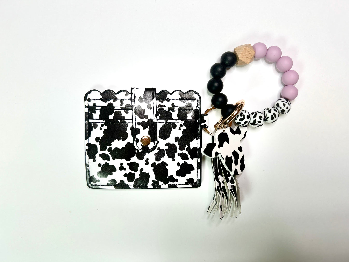 Cowprint Cardholder with wristlet/Keychain Wallet