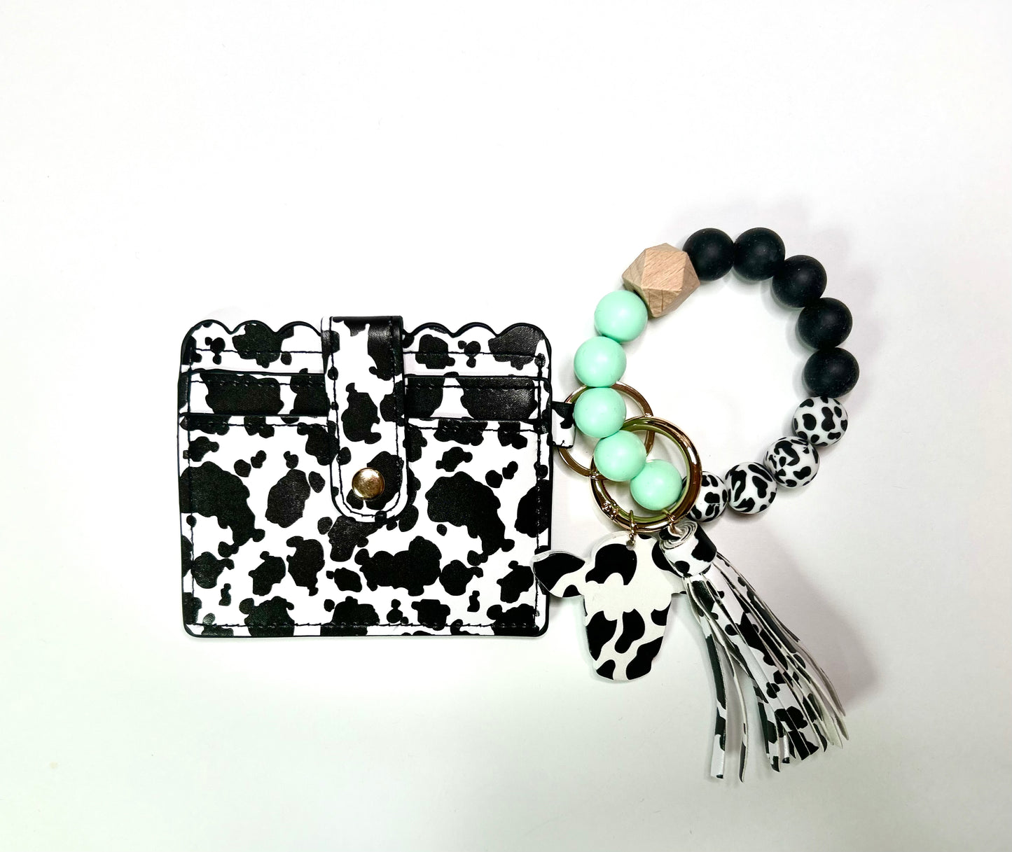 Cowprint Cardholder with wristlet/Keychain Wallet