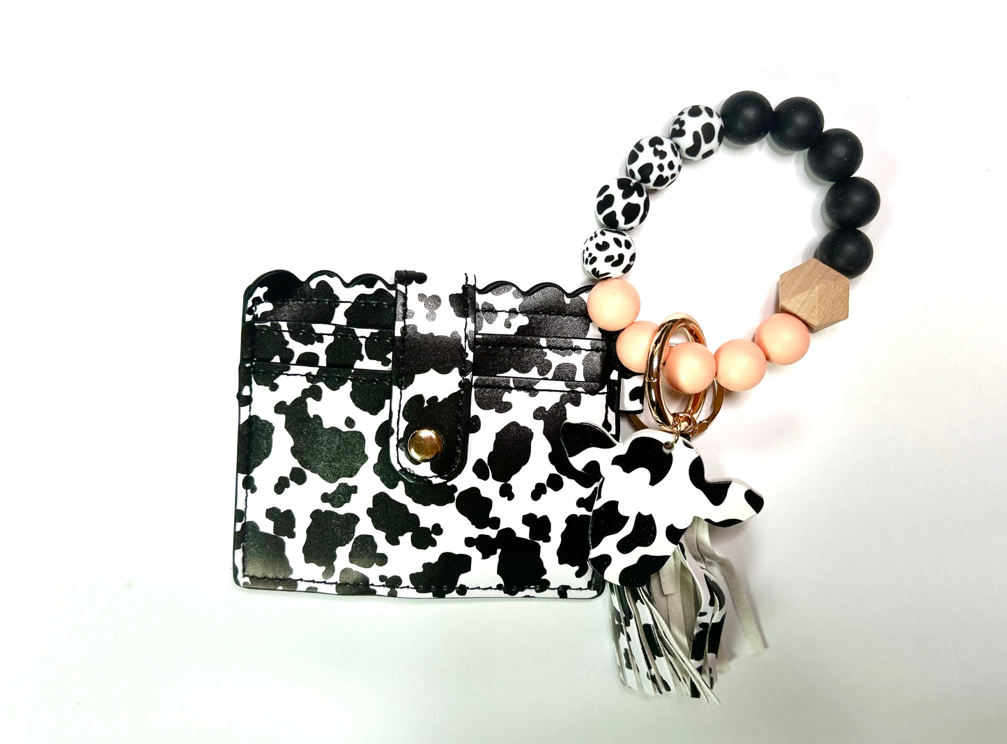 Cowprint Cardholder with wristlet/Keychain Wallet