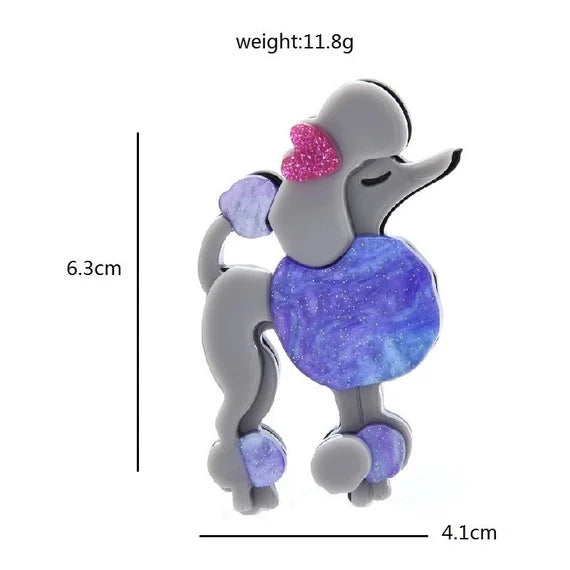 Fancy Poodle Dog Brooch pin