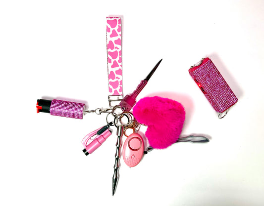 Pink Cow print self defense keychain