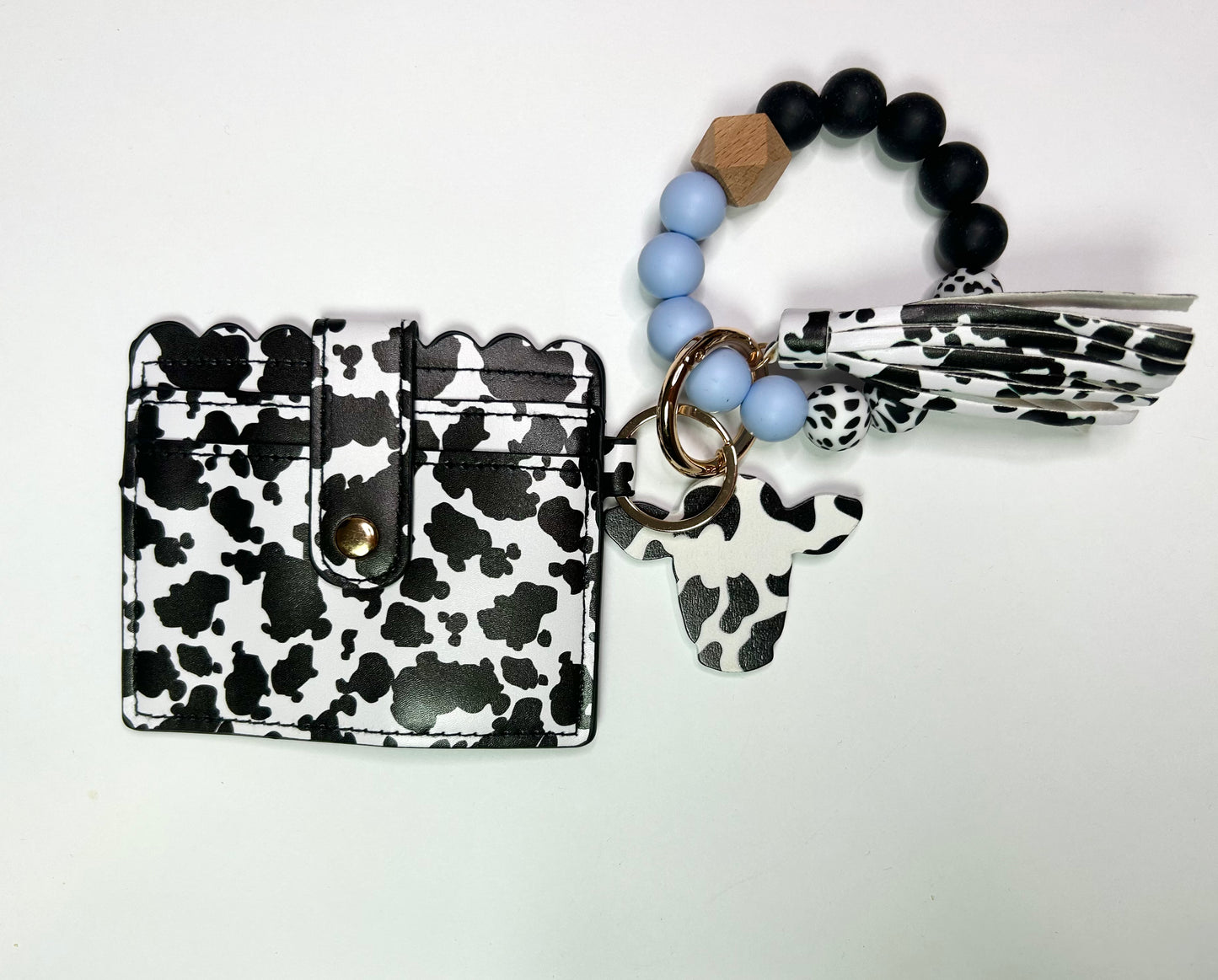 Cowprint Cardholder with wristlet/Keychain Wallet