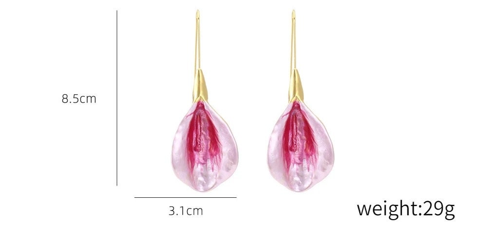 Pink Flower and gold earrings