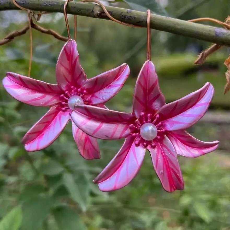 Pink Flower earrings