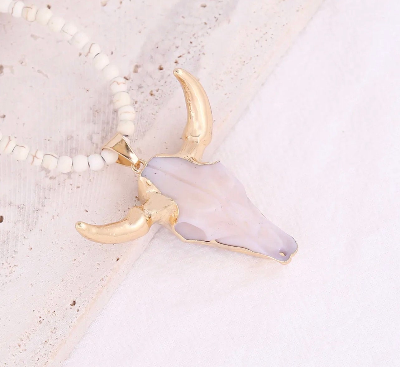 Bohemian Bull head choker necklace| Pink Longhorn Western Choker Necklace - Pink Fantasma