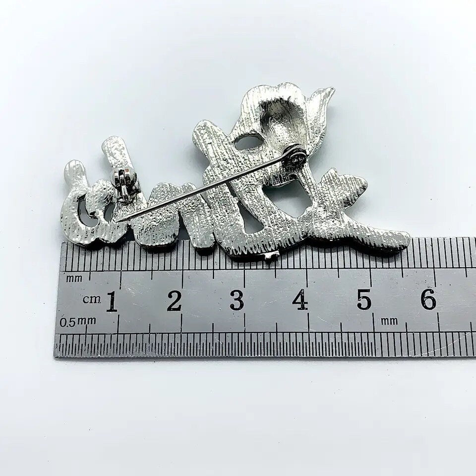 White Rose Links brooch pin - Pink Fantasma