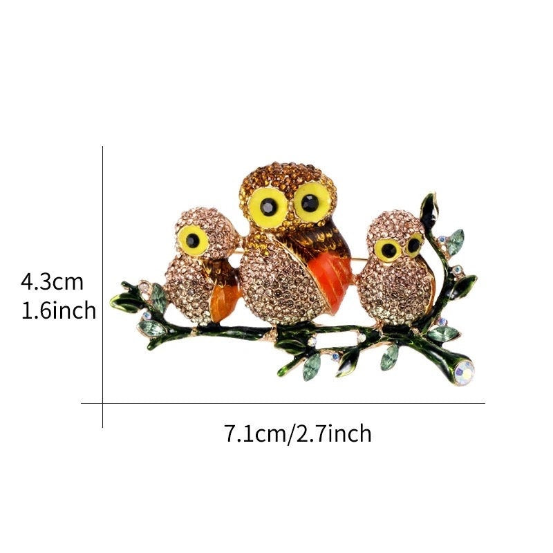 Owl Brooch pin| Owls pin - Pink Fantasma