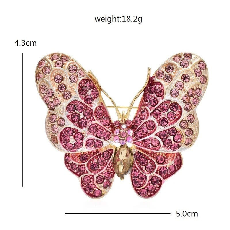 Colorful Butterfly Crystal Brooch pin - Pink Fantasma