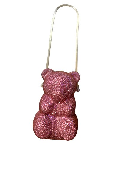 Gummy bear purse| Evening Bag| Gummy Bear Crystal Clutch| Pink Evening bag. - Pink Fantasma