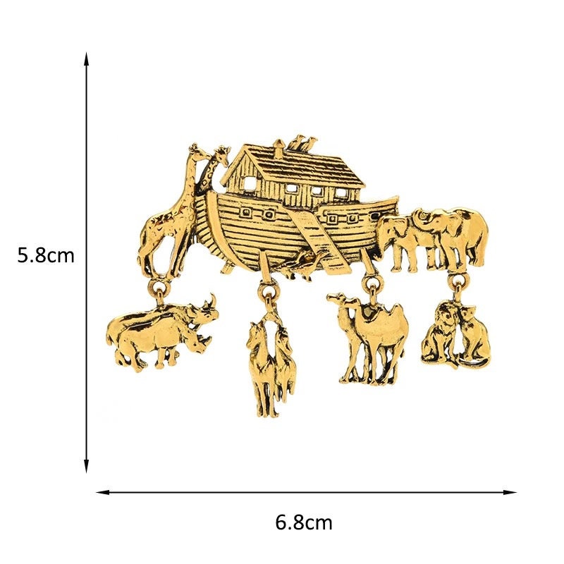 Noah's Ark Brooch Pin - Pink Fantasma