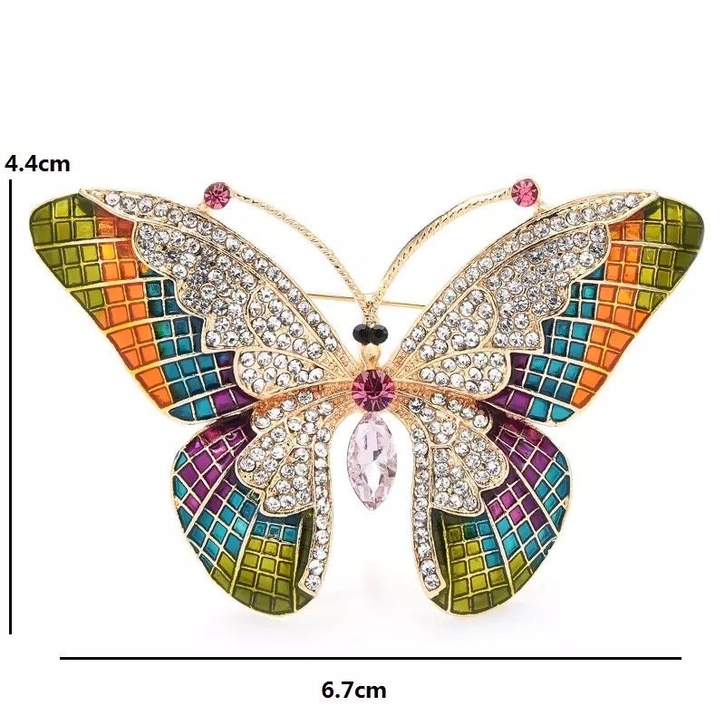 Butterfly Colorful Rhinestone Brooch pin - Pink Fantasma