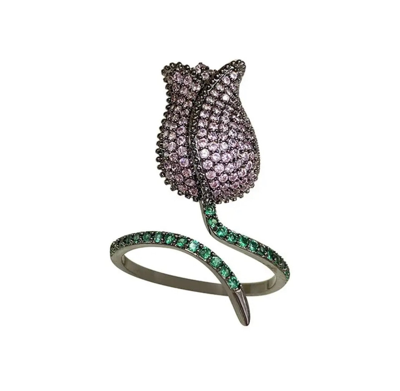 Rose ring |Flower CZ ring - Pink Fantasma