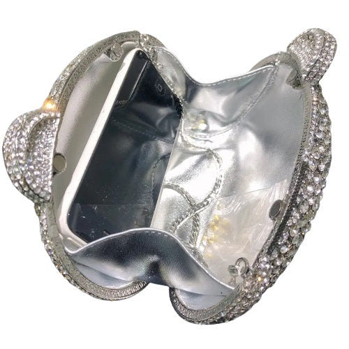 Panda clutch,Panda Evening Bag| Crystal purse| Bling Evening bag|Rhinestone clutch|Crystal clutch - Pink Fantasma