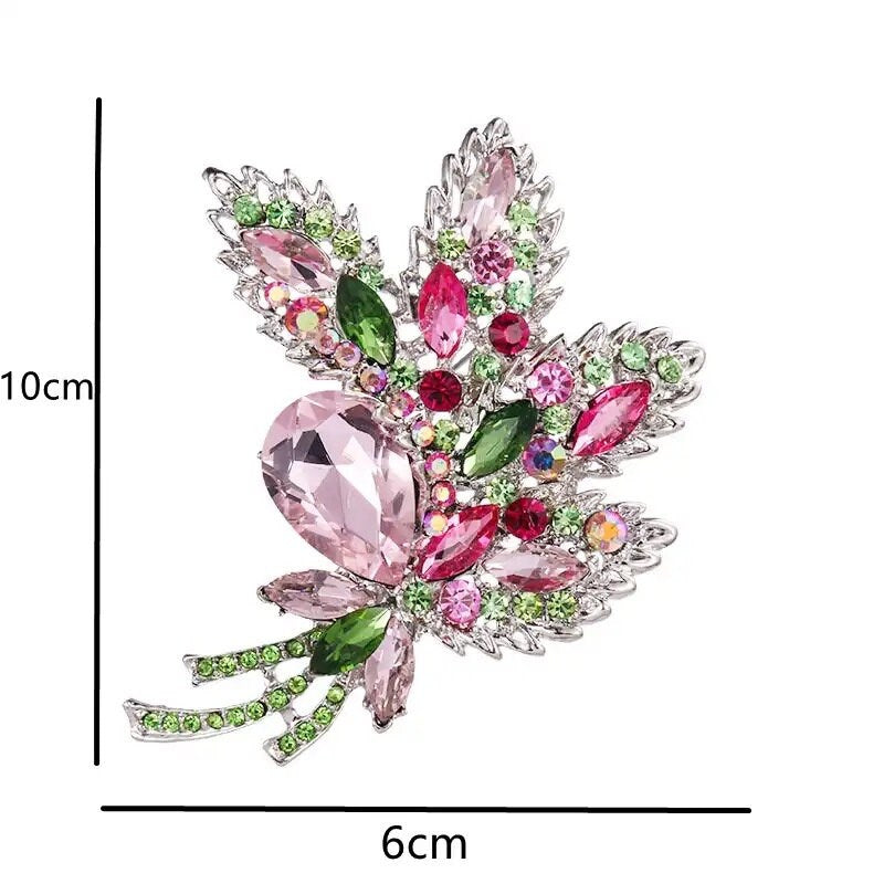 Pink and Green Leaf Brooch pin - Pink Fantasma