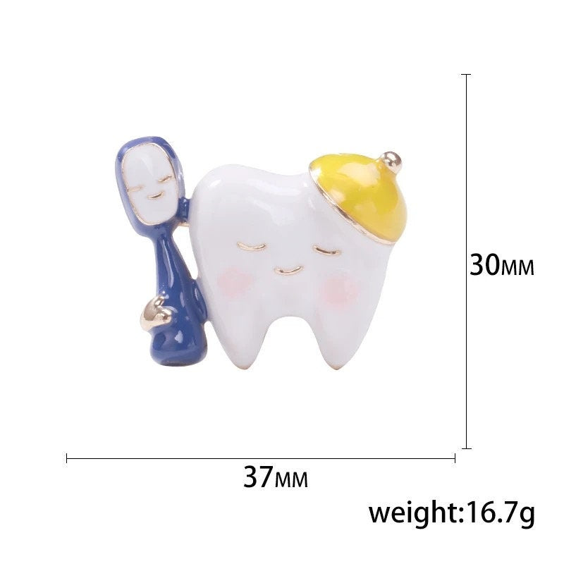 Tooth  and Brush Brooch Pin|Dentist Brooch| Dental Brooch pin - Pink Fantasma