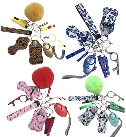 SAFETY PROTECTION KEYCHAINS, Safety Keychain, 9pcs Protection Keychains| Self Defense keychains - Pink Fantasma