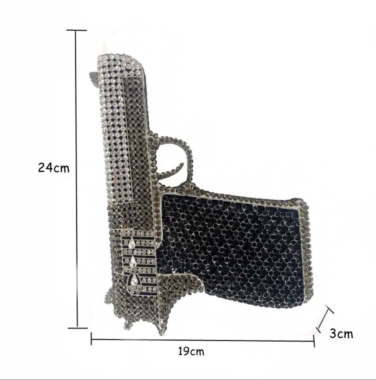 Clutch evening bag| Clutch Purse|Crystal purse|Statement purse|Gun purse - Pink Fantasma