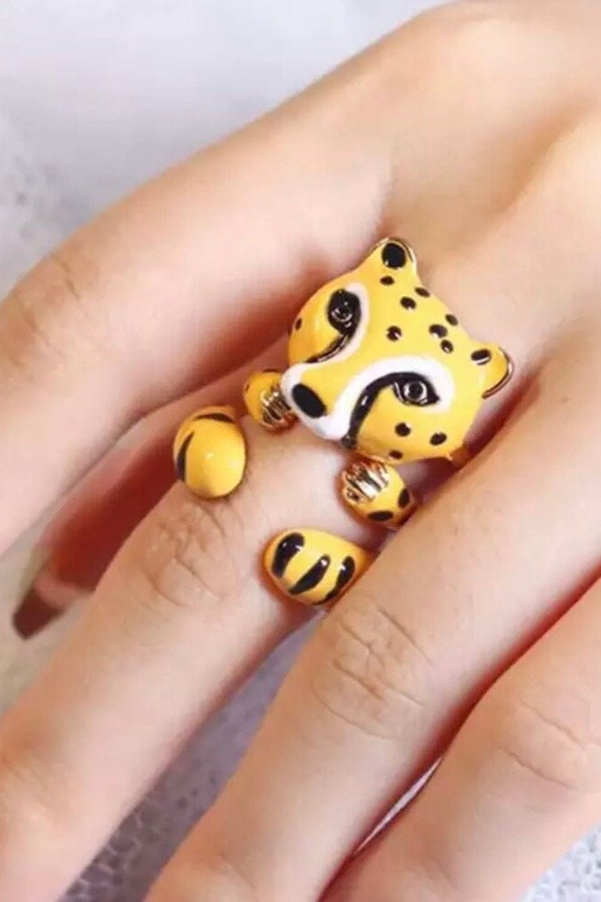 Cheetah ring | Cheetah 3pcs ring set| Cheetah jewelry| Size: 17mm-18mm - Pink Fantasma