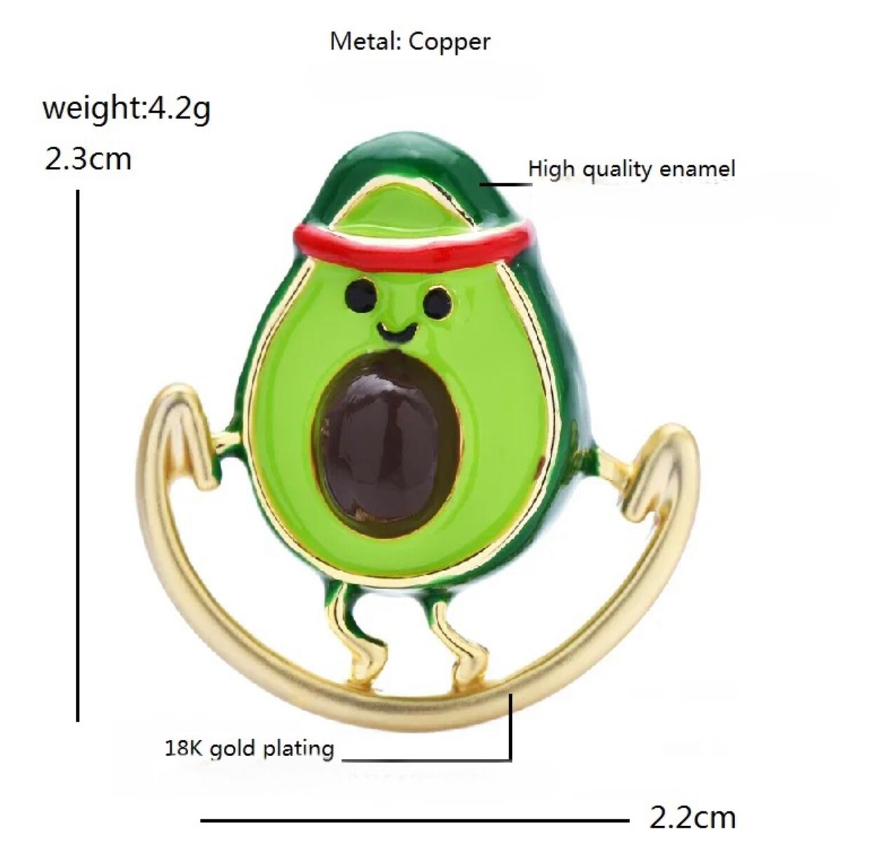 Jump Rope Avocado Brooch Pin - Pink Fantasma