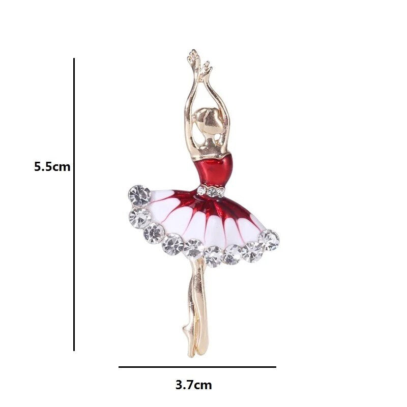 Enamel Ballet Girl Brooch pin - Pink Fantasma