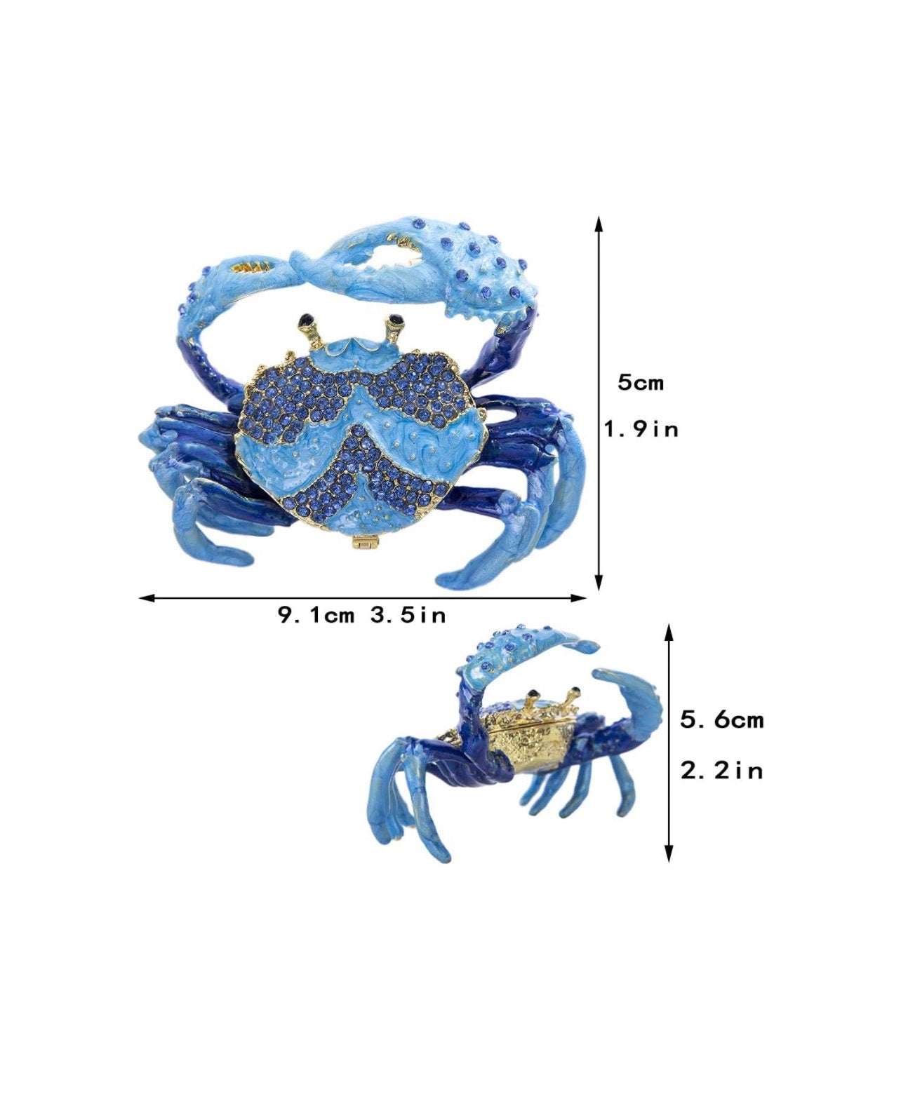 Blue crab Trinket box | Crab Figurine with storage for jewelry.|Trinket boxes|Sea animal trinket boxes/Jewelry box gifts - Pink Fantasma