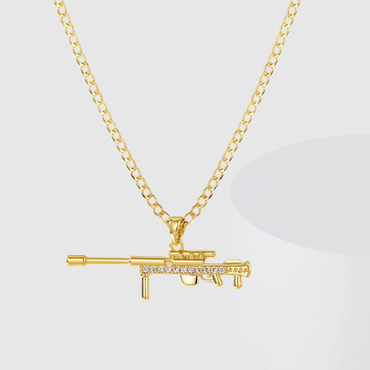 Gun necklace/Gold plated necklace