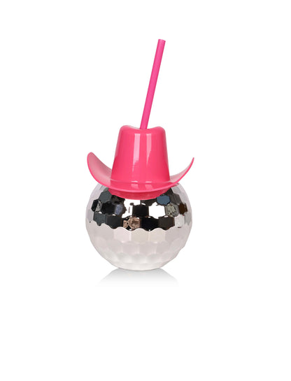 Pink Cowboy disco ball cup/Bachelorette ,Bride accessories