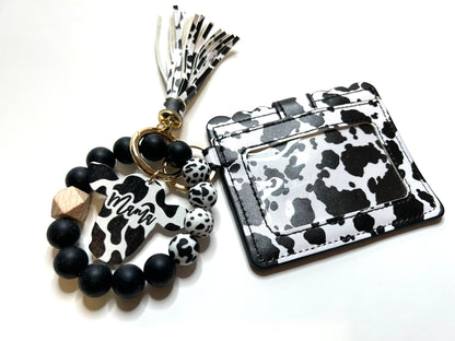 Mama Cowprint Cardholder wristlet/Keychain Wallet