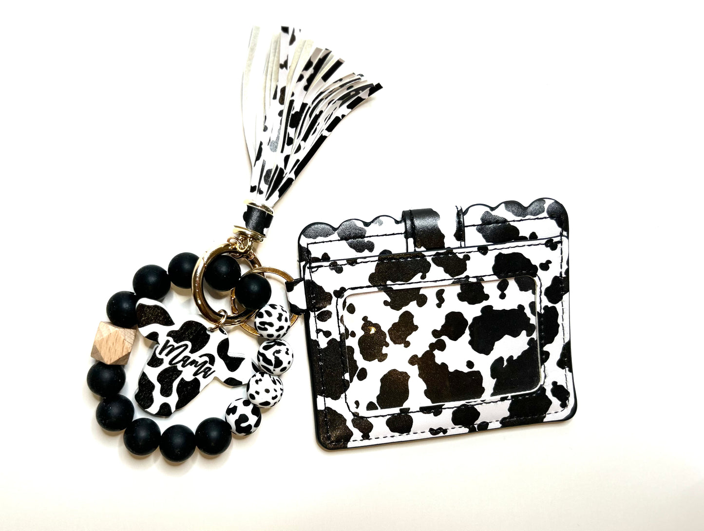 Mama Cowprint Cardholder wristlet/Keychain Wallet