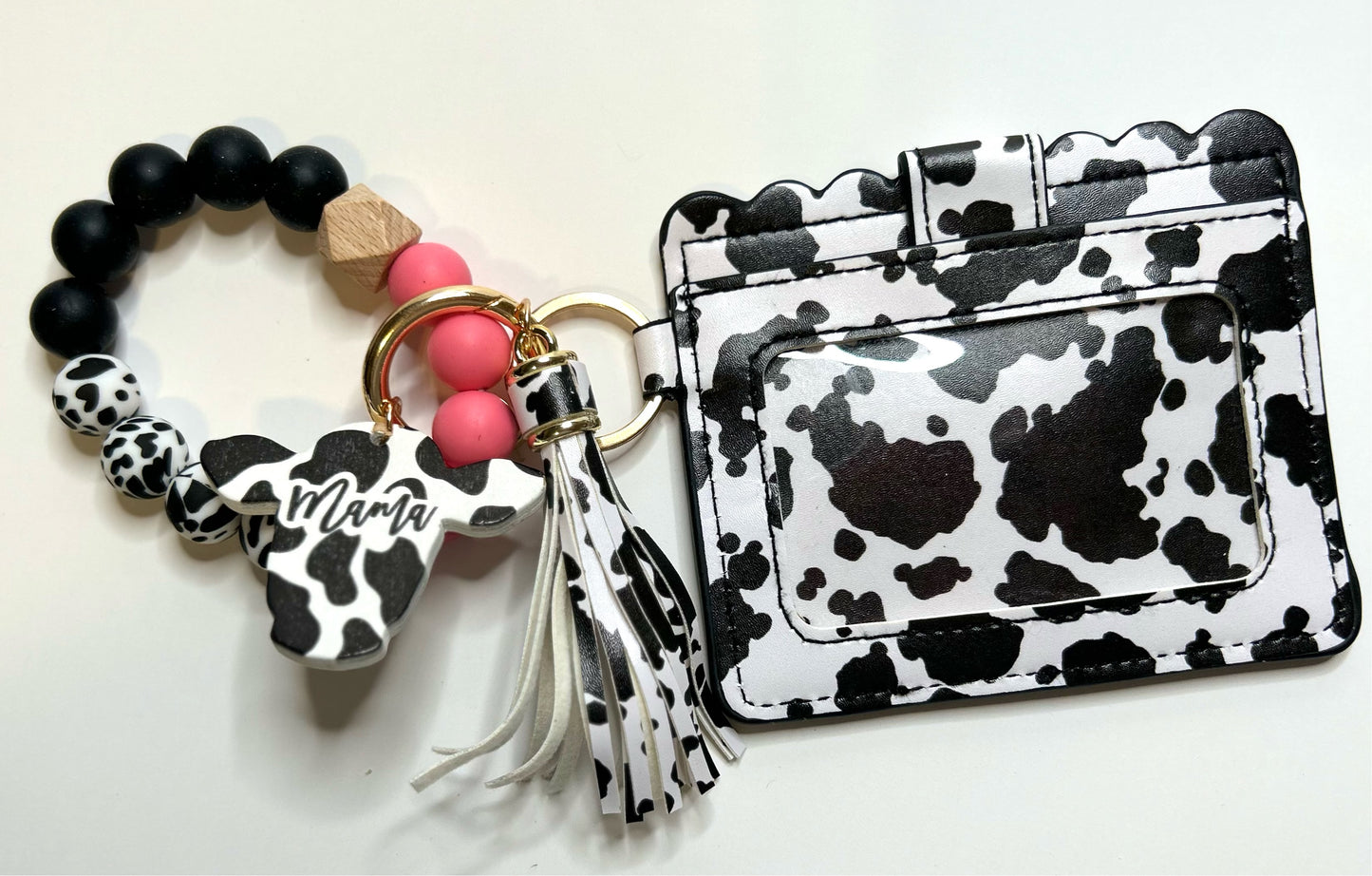 Mama Cowprint Cardholder wristlet/Keychain Wallet