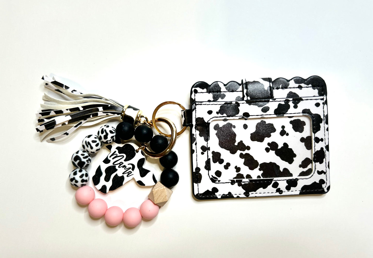 Mama Cowprint Cardholder wristlet/Keychain Wallet