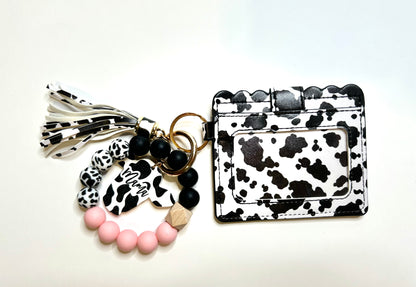 Mama Cowprint Cardholder wristlet/Keychain Wallet