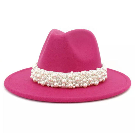 Pink Fedora| Pearl Hat - Pink Fantasma 