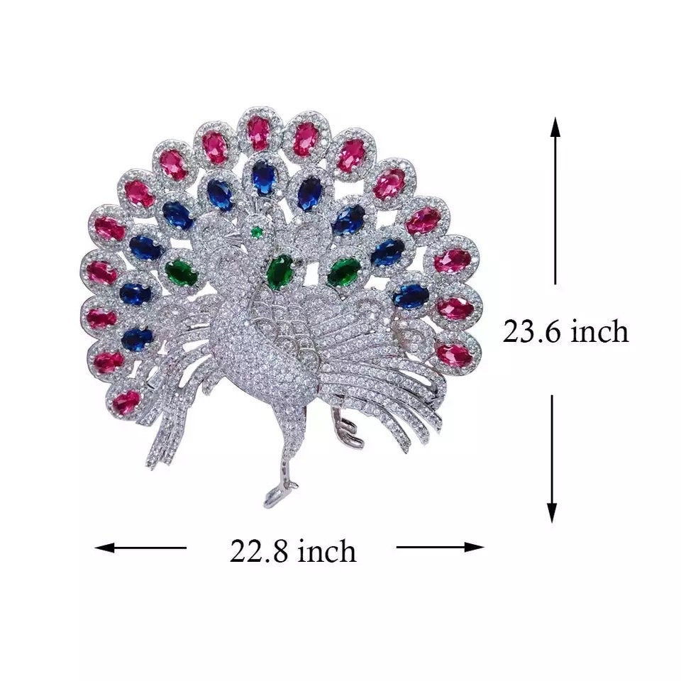 Peacock Brooch /Multi-color Brooch Pin/Cubic Zirconia Peacock pin