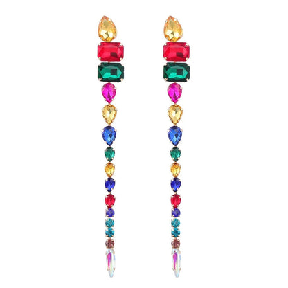 Floating long dangle Earrings|Colorful crystal earrings