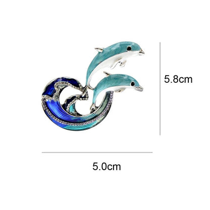 Enamel Jumping From Water Dolphin brooch pin