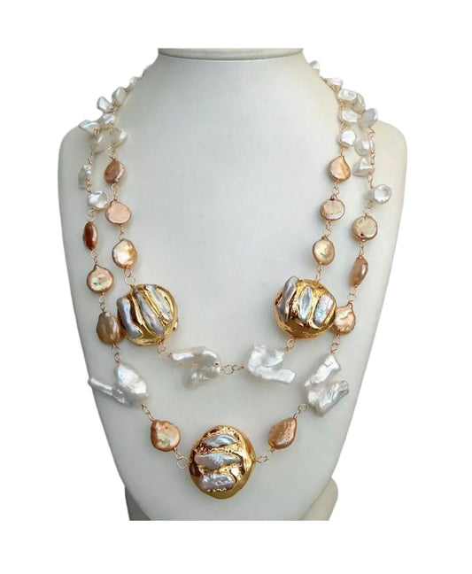 White Keshi pearl statement necklace