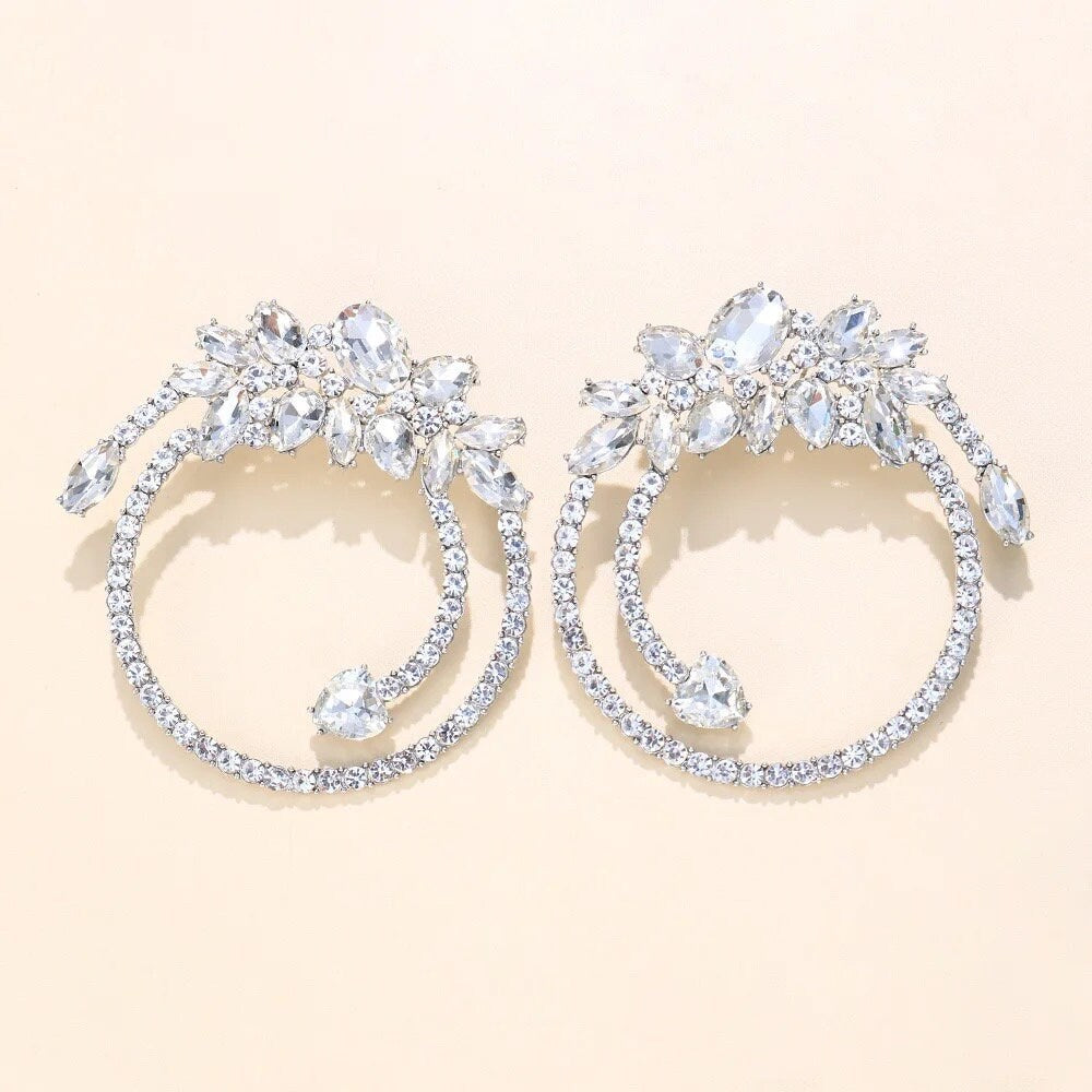 Crystal Rhinestone Round Earrings|Luxury Upscale Earrings