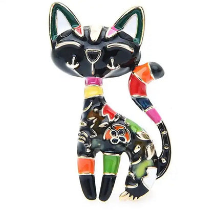 Cat Brooch |Cat Brooch Pin| Colorful Cat pin| Cat Jewelry pin - Pink Fantasma 