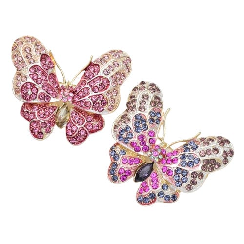 Colorful Butterfly Crystal Brooch pin - Pink Fantasma 