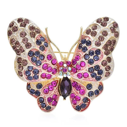 Colorful Butterfly Crystal Brooch pin - Pink Fantasma 