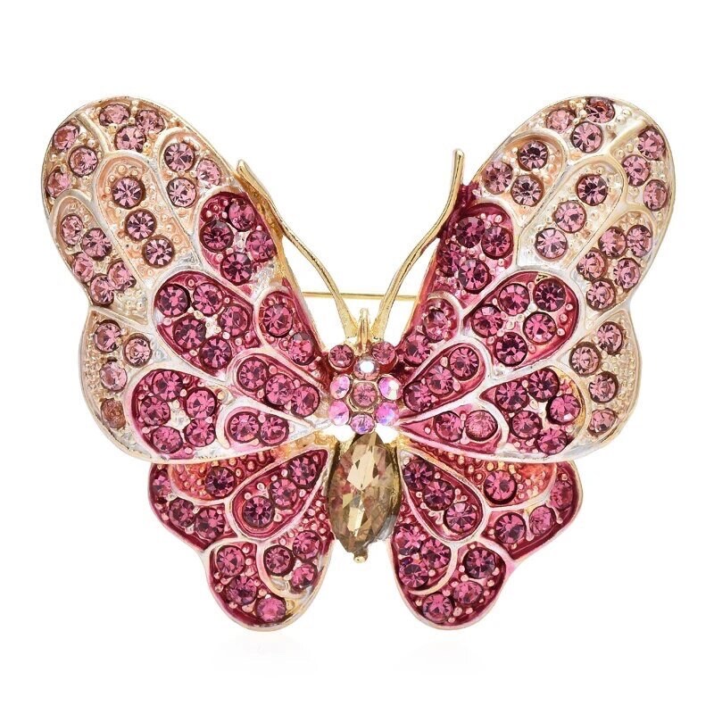 Colorful Butterfly Crystal Brooch pin - Pink Fantasma 