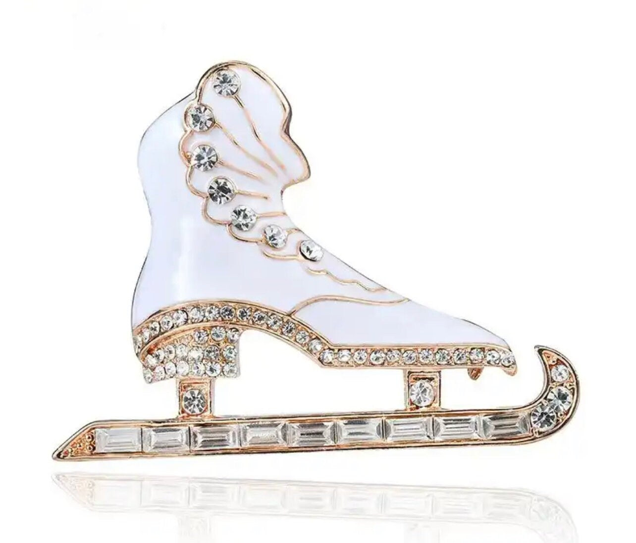 Ice Skate Brooch Pin - Pink Fantasma 