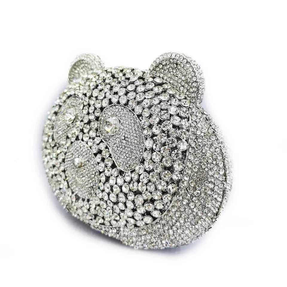 Panda clutch,Panda Evening Bag| Crystal purse| Bling Evening bag|Rhinestone clutch|Crystal clutch - Pink Fantasma 