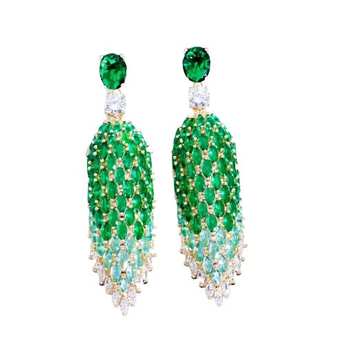 Green Crystal Earrings|CZ crystal earrings|Green earrings - Pink Fantasma 