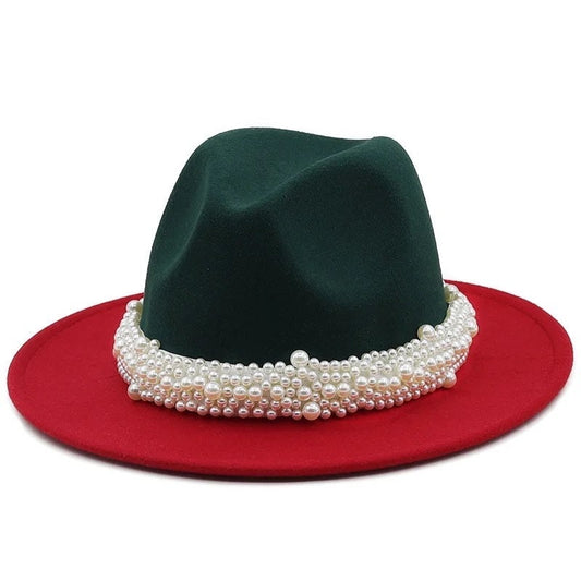 Dark Green fedora hat - Pink Fantasma 