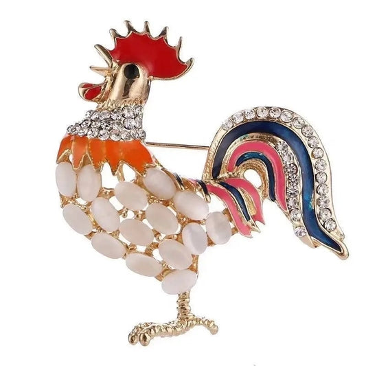 Rooster brooch pin - Pink Fantasma 