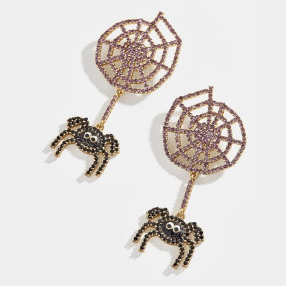 Spider dangle earrings|Statement Earrings |Halloween Earrings - Pink Fantasma 